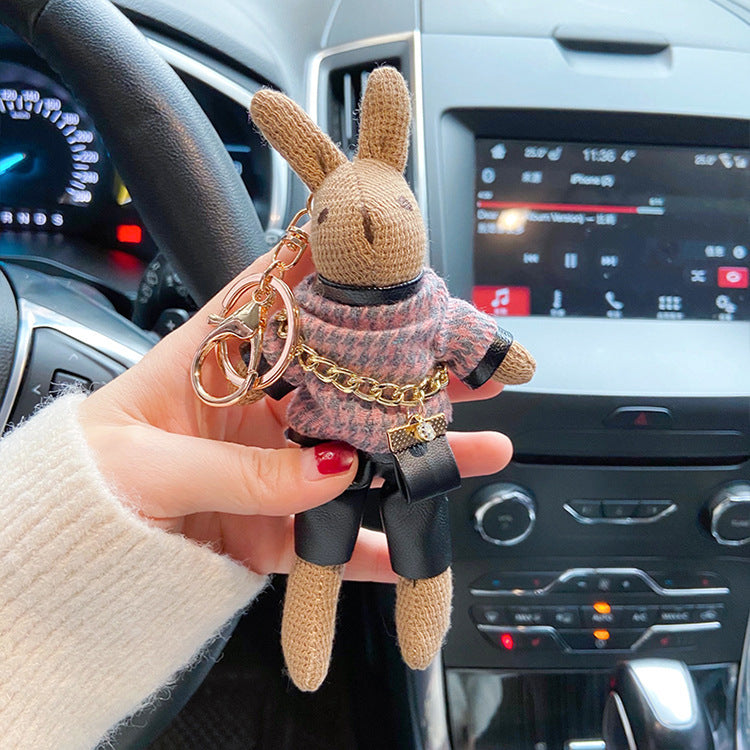 Wholesale Backpack Bunny Figure Cotton Alloy Keychains
